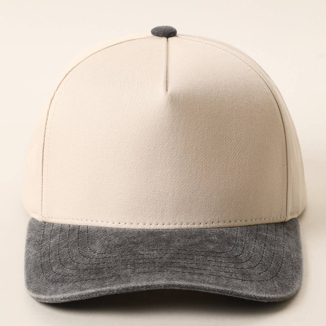 Two-Tone 5-Panel Trucker Hat with Vintage Washed Brim