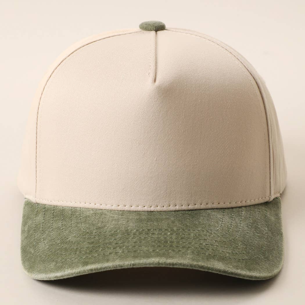 Two-Tone 5-Panel Trucker Hat with Vintage Washed Brim