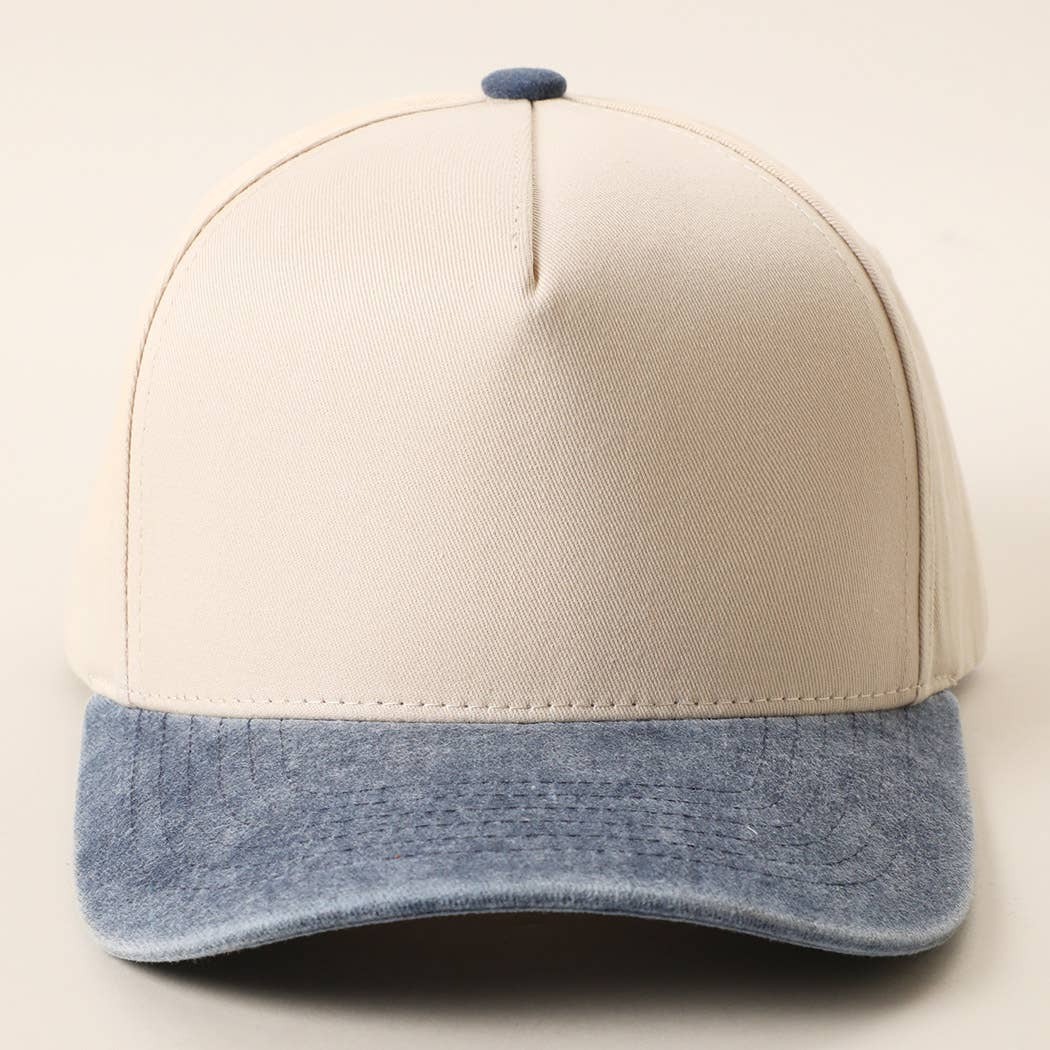 Two-Tone 5-Panel Trucker Hat with Vintage Washed Brim