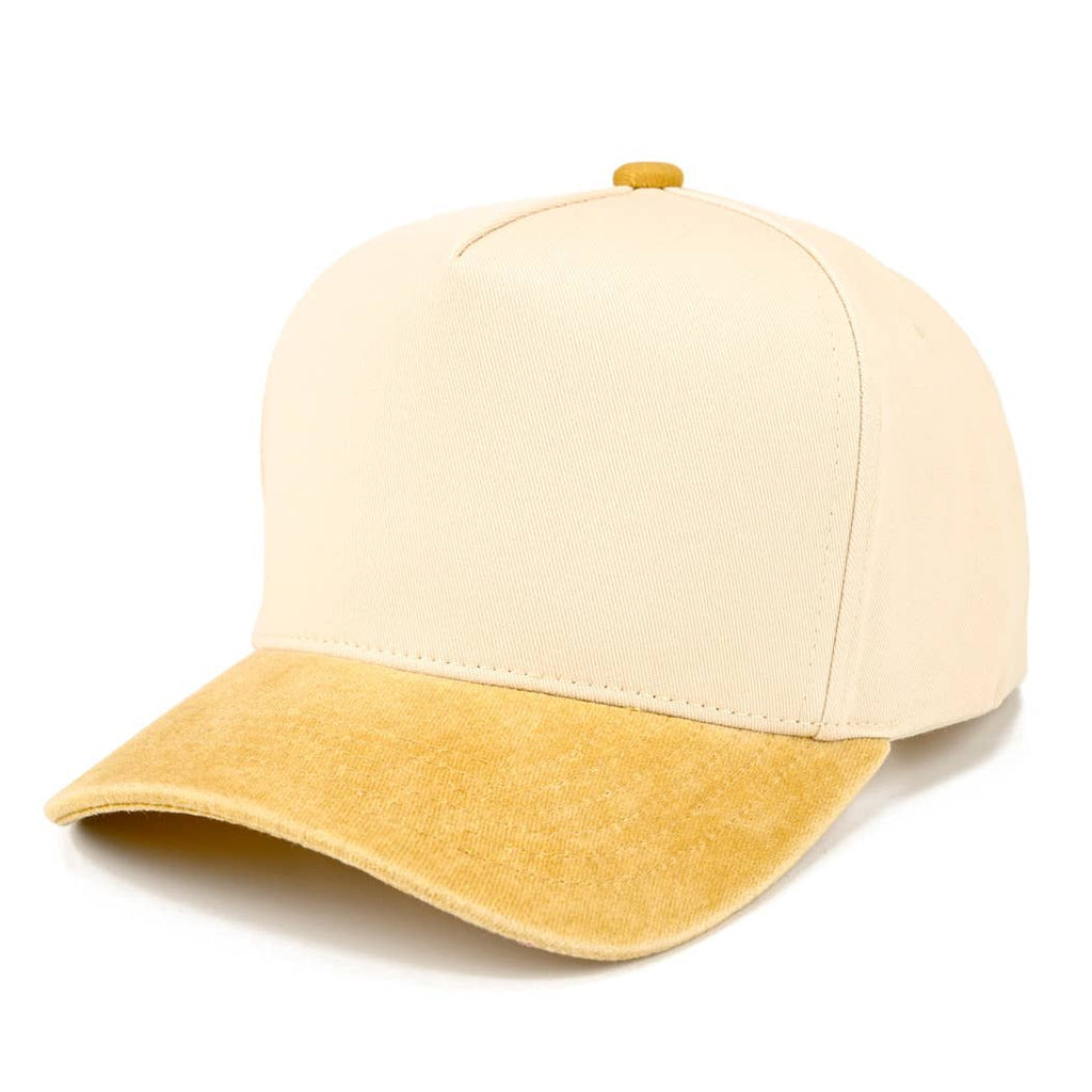 Two-Tone 5-Panel Trucker Hat with Vintage Washed Brim