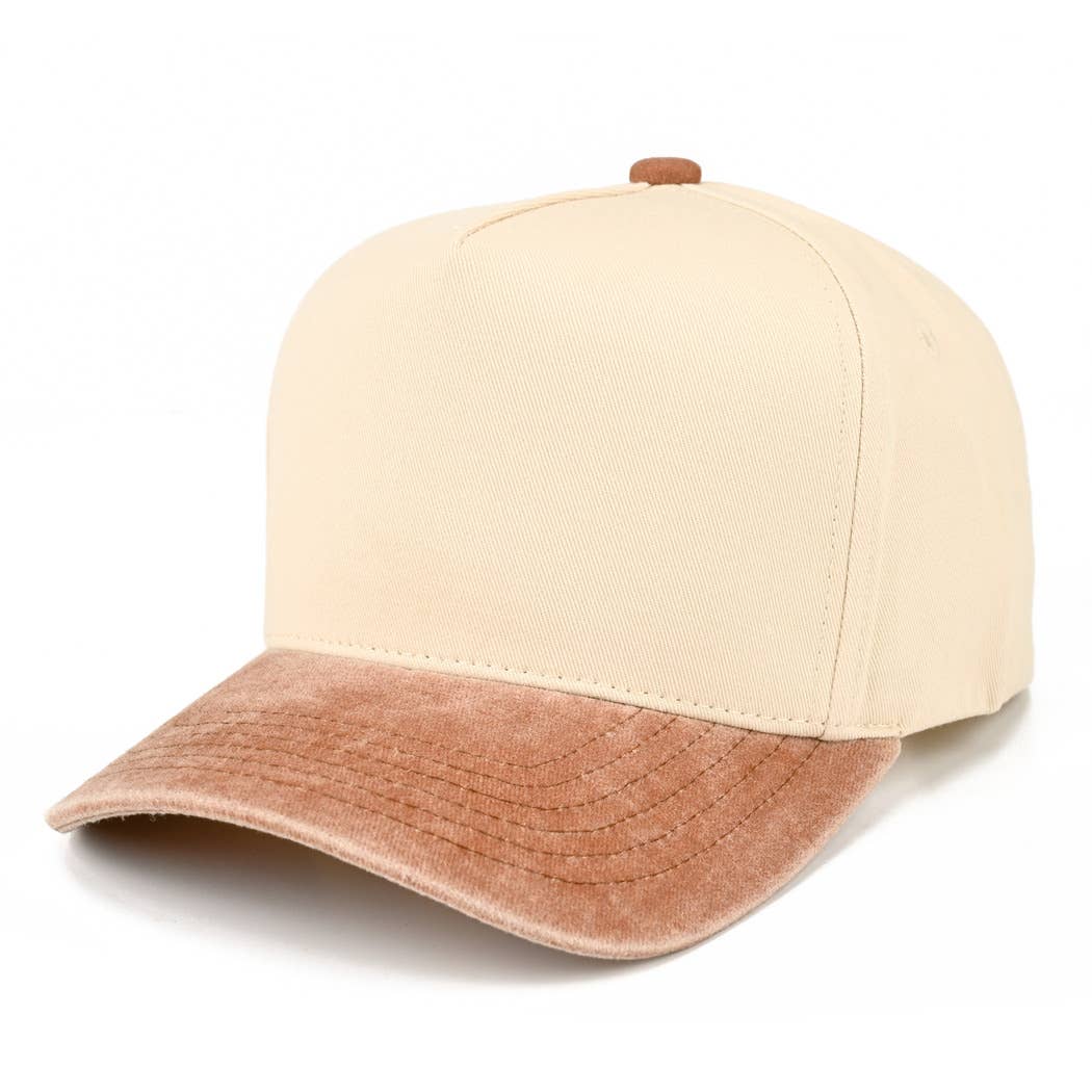 Two-Tone 5-Panel Trucker Hat with Vintage Washed Brim