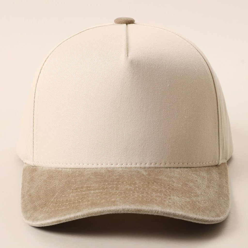 Two-Tone 5-Panel Trucker Hat with Vintage Washed Brim