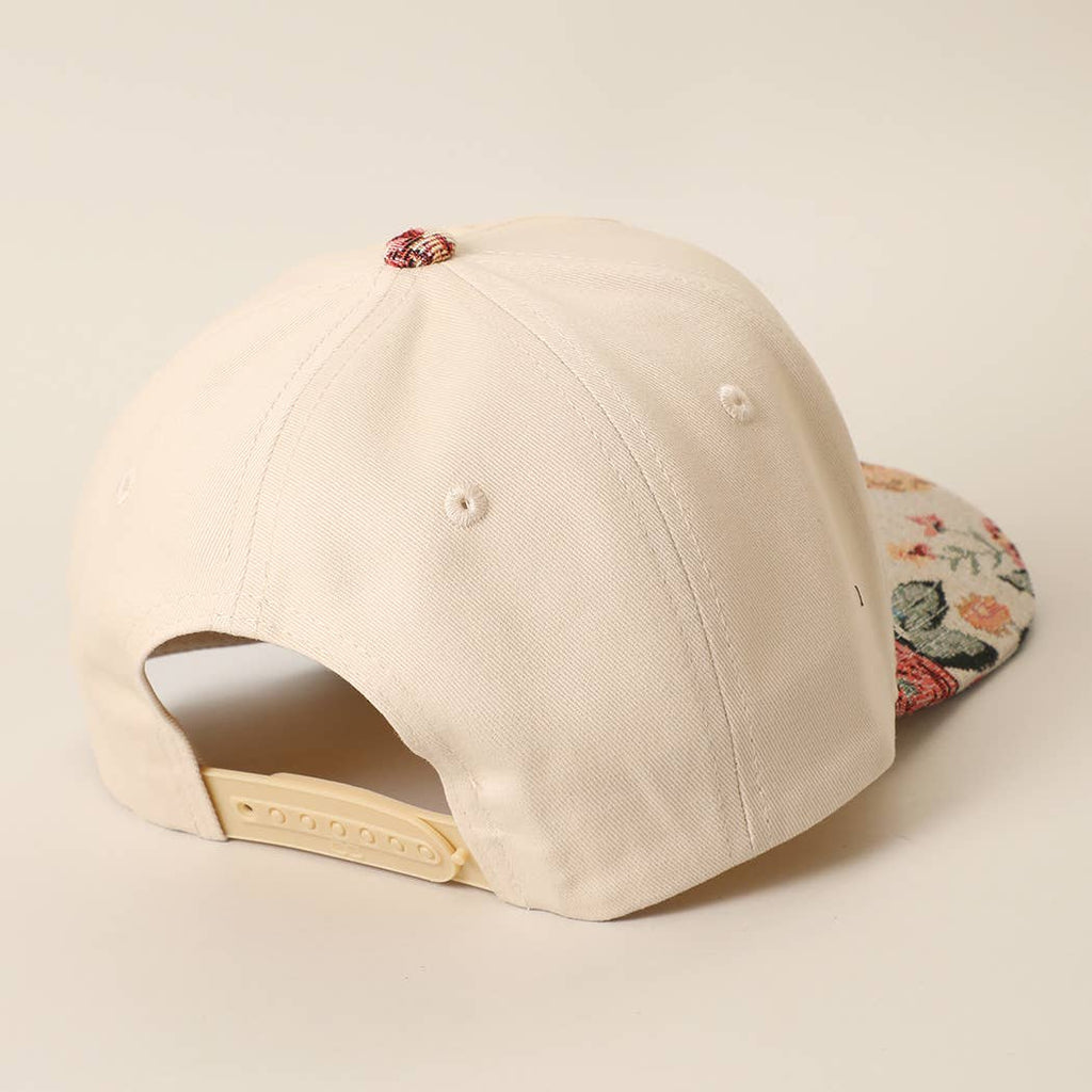 Floral Tapestry Print Brim Trucker Hat