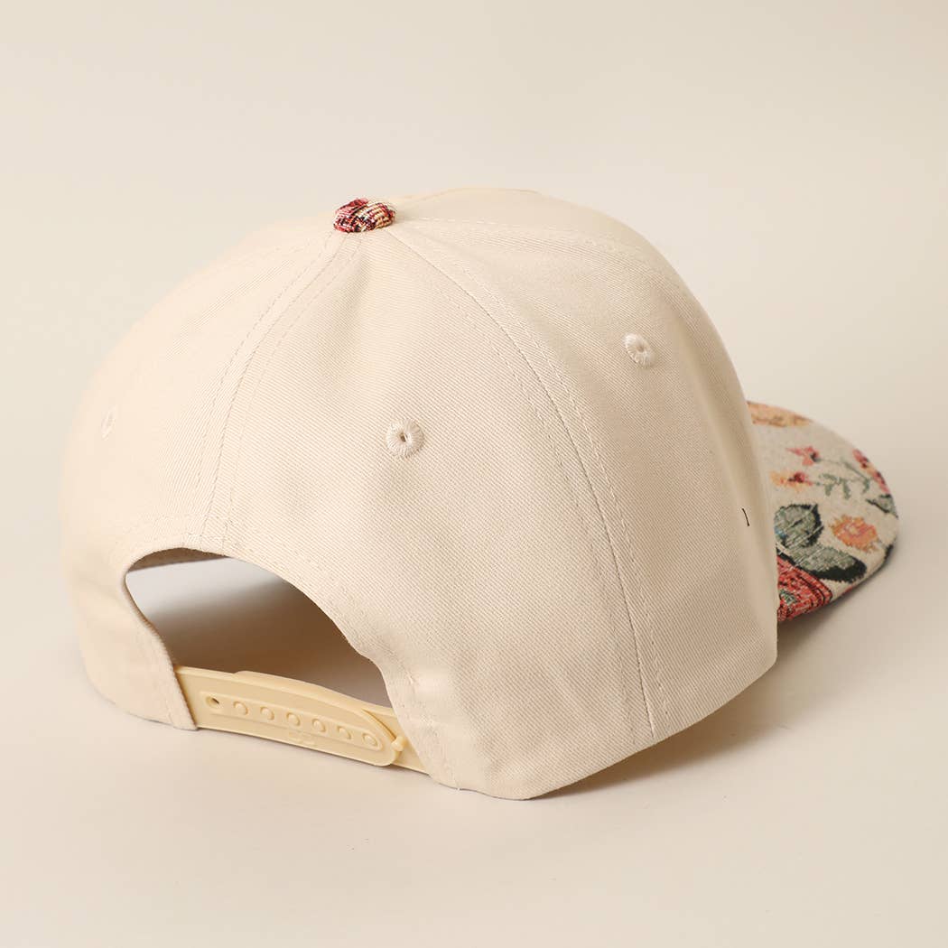 Floral Tapestry Print Brim Trucker Hat