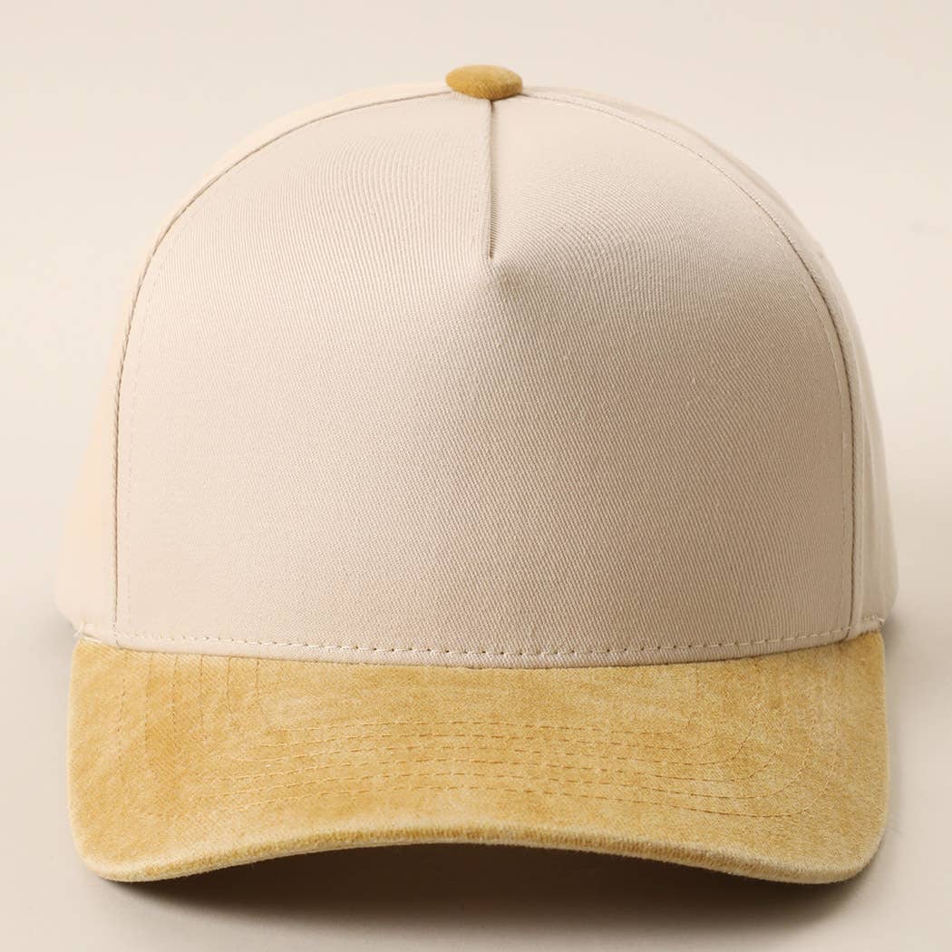 Two-Tone 5-Panel Trucker Hat with Vintage Washed Brim