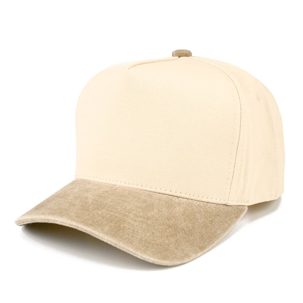 Two-Tone 5-Panel Trucker Hat with Vintage Washed Brim