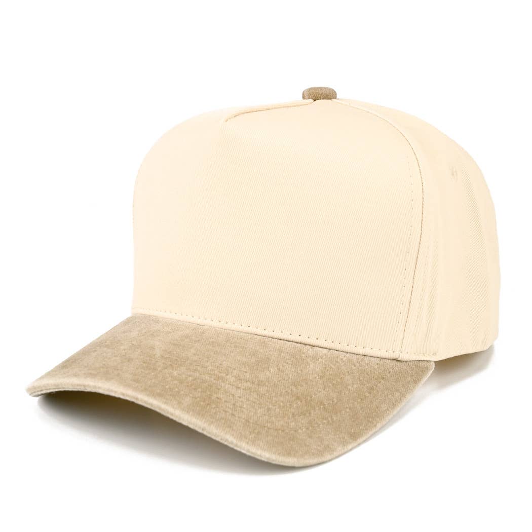 Two-Tone 5-Panel Trucker Hat with Vintage Washed Brim