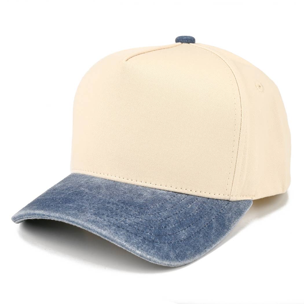 Two-Tone 5-Panel Trucker Hat with Vintage Washed Brim