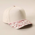 Pink Western Cowgirl Print Brim 5-Panel Rope Trucker Hat