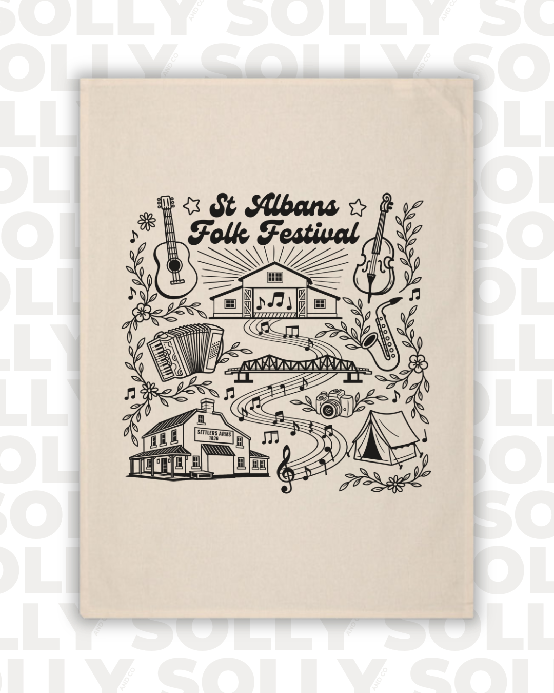 St Alban's Folk Festival - Village Tea Towel