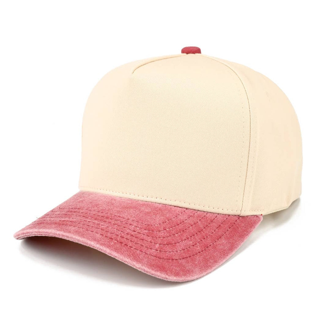 Two-Tone 5-Panel Trucker Hat with Vintage Washed Brim