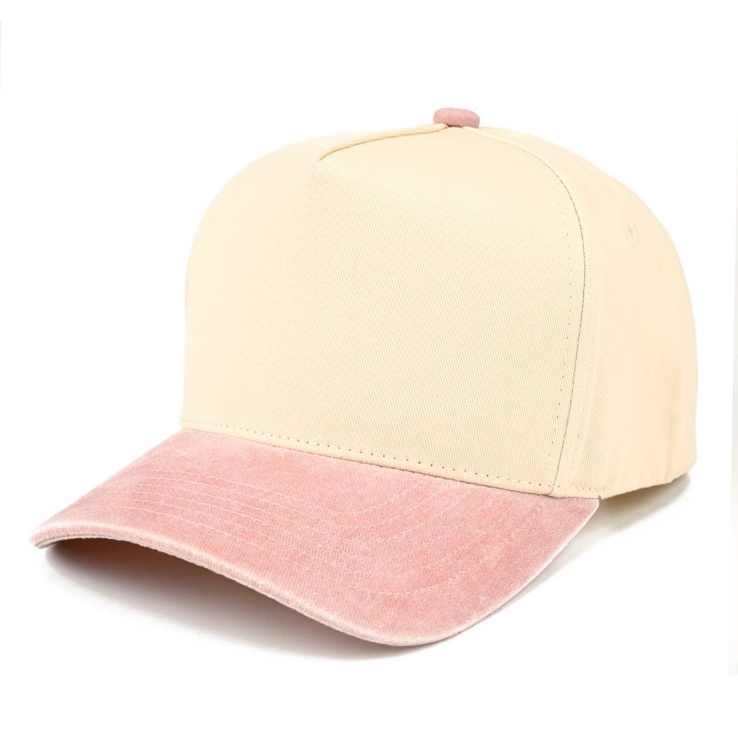 Two-Tone 5-Panel Trucker Hat with Vintage Washed Brim
