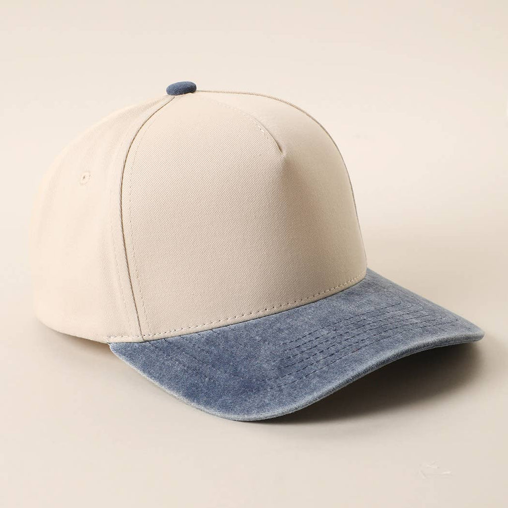 Two-Tone 5-Panel Trucker Hat with Vintage Washed Brim