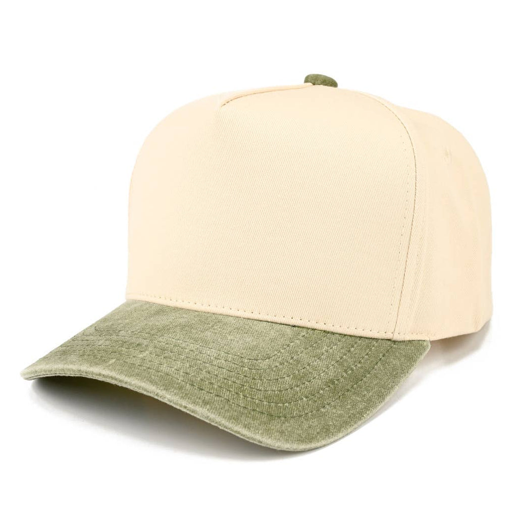 Two-Tone 5-Panel Trucker Hat with Vintage Washed Brim