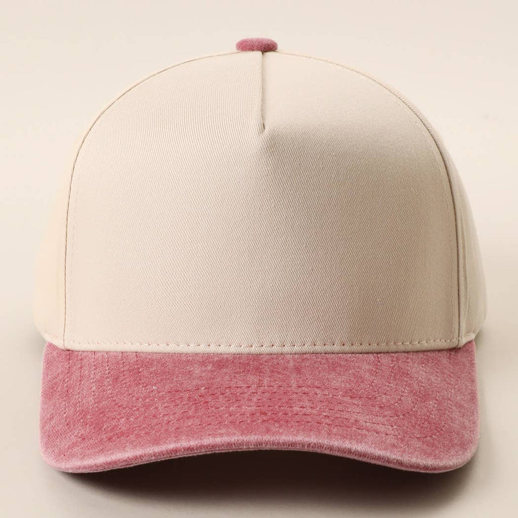 Two-Tone 5-Panel Trucker Hat with Vintage Washed Brim