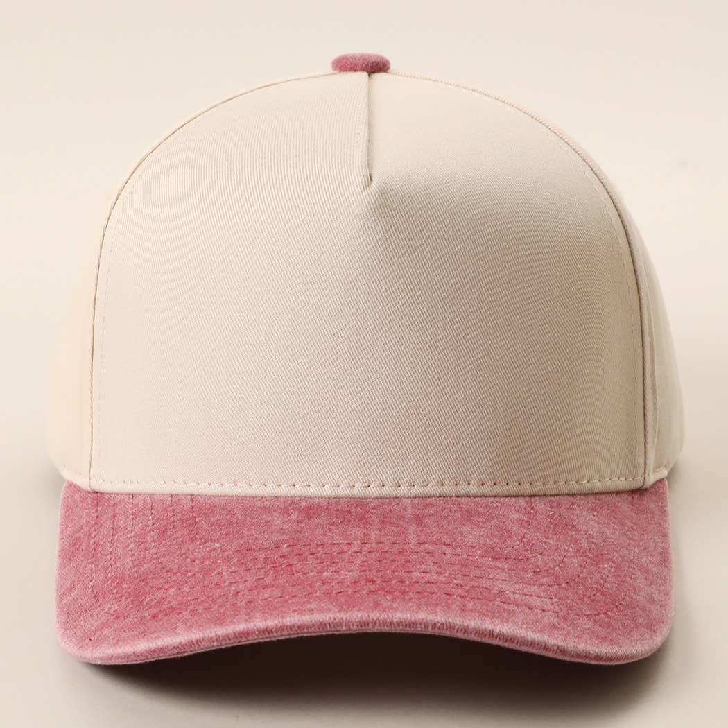 Two-Tone 5-Panel Trucker Hat with Vintage Washed Brim