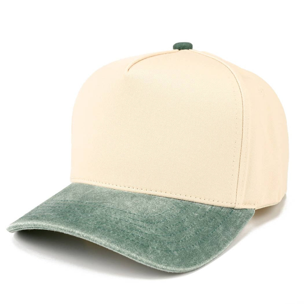 Two-Tone 5-Panel Trucker Hat with Vintage Washed Brim