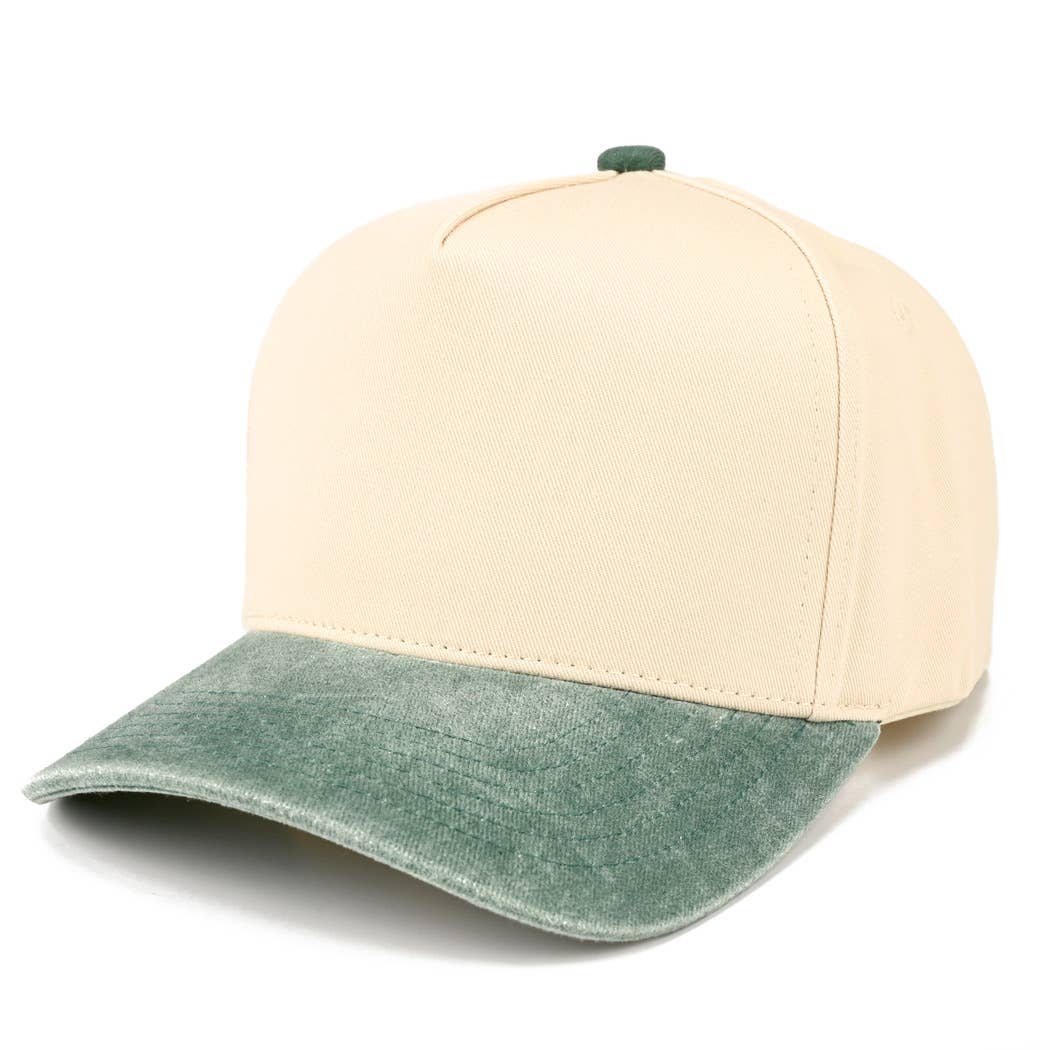 Two-Tone 5-Panel Trucker Hat with Vintage Washed Brim