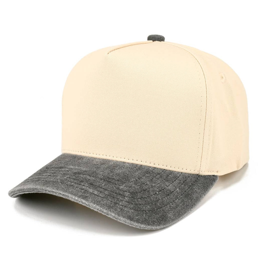 Two-Tone 5-Panel Trucker Hat with Vintage Washed Brim